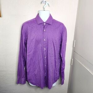 Hugo Boss Regular Fit Easy Iron Button Down Men Long Sleeve Shirt Size 17 Purple